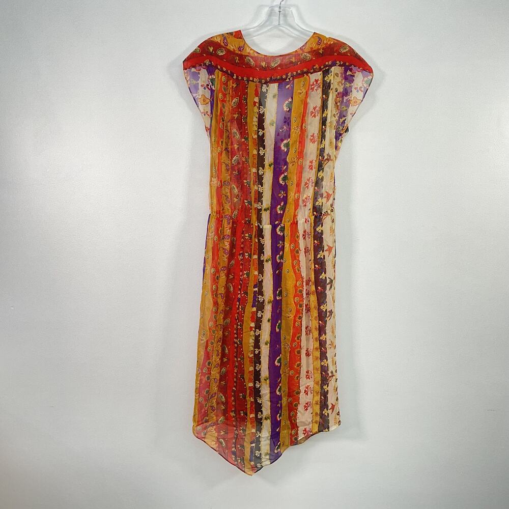 Diane von Furstenberg Orange/Cream Floral Silk Faux-Wrap Dress Women’s Size 2 - Picture 2 of 4